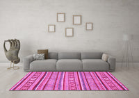 Machine Washable Oriental Pink Modern Rug, wshabs2408pnk