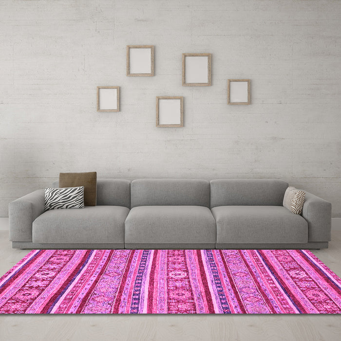 Machine Washable Oriental Pink Modern Rug in a Living Room, wshabs2408pnk