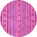 Round Oriental Pink Modern Rug, abs2408pnk