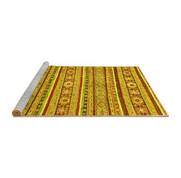 Sideview of Machine Washable Oriental Yellow Modern Rug, wshabs2408yw