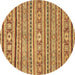 Round Machine Washable Oriental Brown Modern Rug, wshabs2408brn