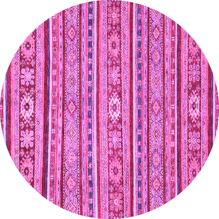 Round Machine Washable Oriental Pink Modern Rug, wshabs2408pnk