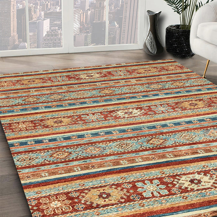 Abstract Chestnut Red Oriental Rug in Family Room, abs2408