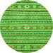 Round Machine Washable Oriental Green Modern Area Rugs, wshabs2408grn