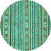 Round Oriental Turquoise Modern Rug, abs2408turq