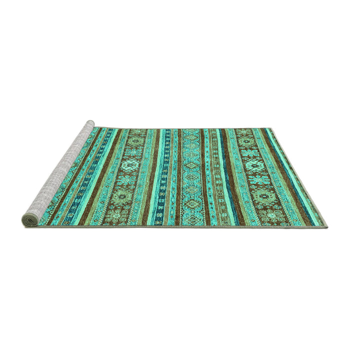 Sideview of Machine Washable Oriental Turquoise Modern Area Rugs, wshabs2408turq