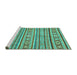 Sideview of Machine Washable Oriental Turquoise Modern Area Rugs, wshabs2408turq