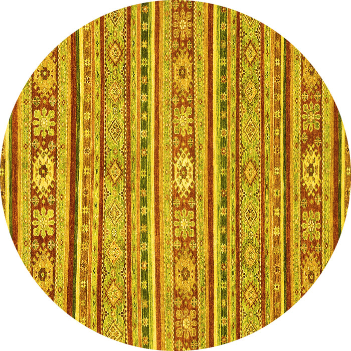 Round Oriental Yellow Modern Rug, abs2408yw