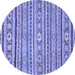 Round Machine Washable Oriental Blue Modern Rug, wshabs2408blu