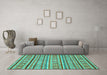 Machine Washable Oriental Turquoise Modern Area Rugs in a Living Room,, wshabs2408turq