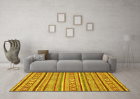 Machine Washable Oriental Yellow Modern Rug, wshabs2408yw