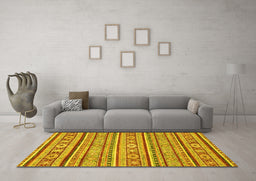 Machine Washable Oriental Yellow Modern Rug in a Living Room, wshabs2408yw
