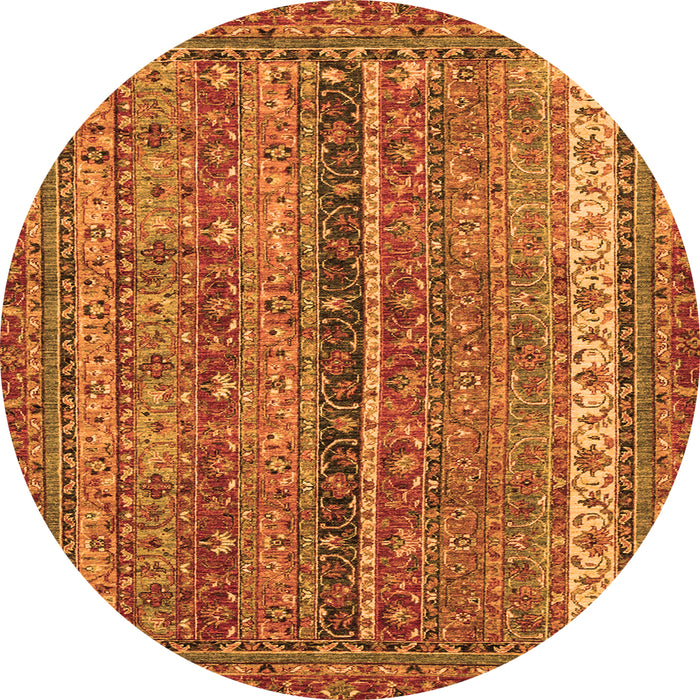 Round Machine Washable Oriental Orange Modern Area Rugs, wshabs2409org