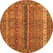 Round Machine Washable Oriental Orange Modern Area Rugs, wshabs2409org