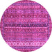 Round Oriental Pink Modern Rug, abs2409pnk