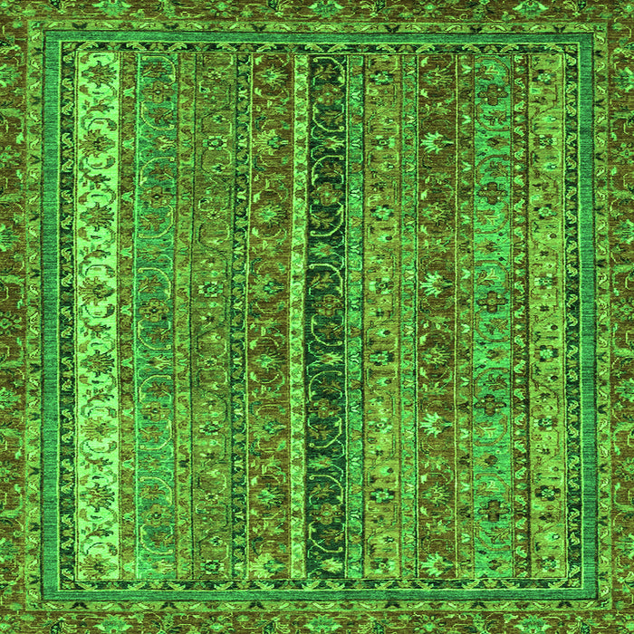 Square Machine Washable Oriental Green Modern Area Rugs, wshabs2409grn