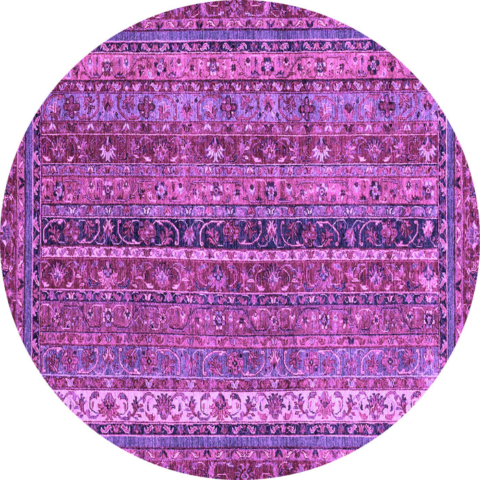Round Machine Washable Oriental Purple Modern Area Rugs, wshabs2409pur