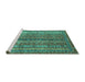 Sideview of Machine Washable Oriental Turquoise Modern Area Rugs, wshabs2409turq