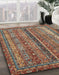 Abstract Dark Sienna Brown Oriental Rug in Family Room, abs2409