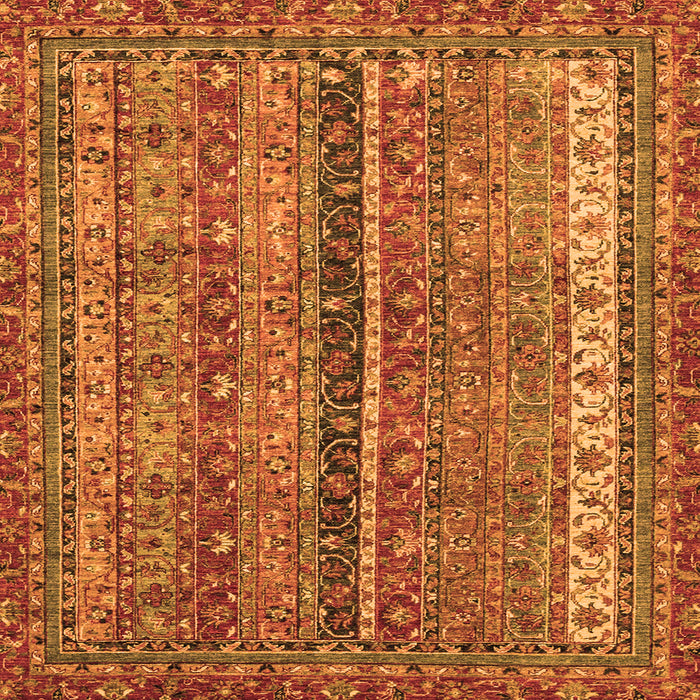 Square Machine Washable Oriental Orange Modern Area Rugs, wshabs2409org