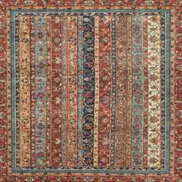 Square Abstract Dark Sienna Brown Oriental Rug, abs2409