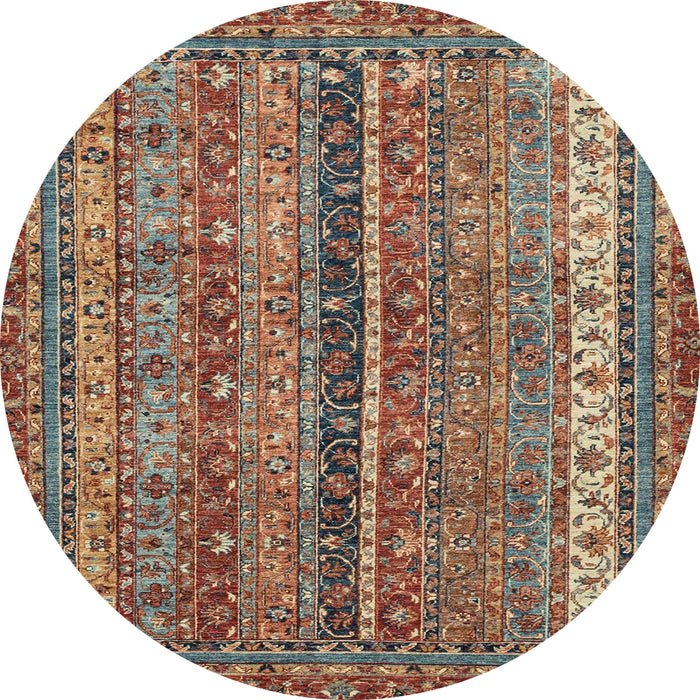 Round Machine Washable Abstract Dark Sienna Brown Rug, wshabs2409