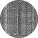 Round Machine Washable Oriental Gray Modern Rug, wshabs2409gry