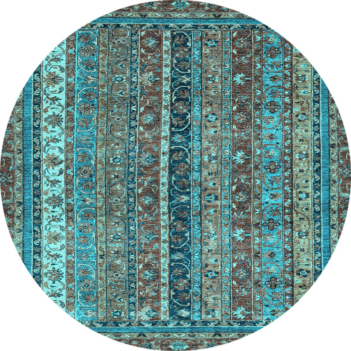 Round Oriental Light Blue Modern Rug, abs2409lblu