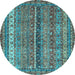 Round Oriental Light Blue Modern Rug, abs2409lblu