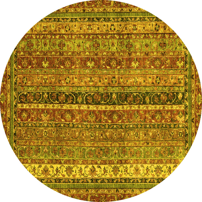 Round Oriental Yellow Modern Rug, abs2409yw