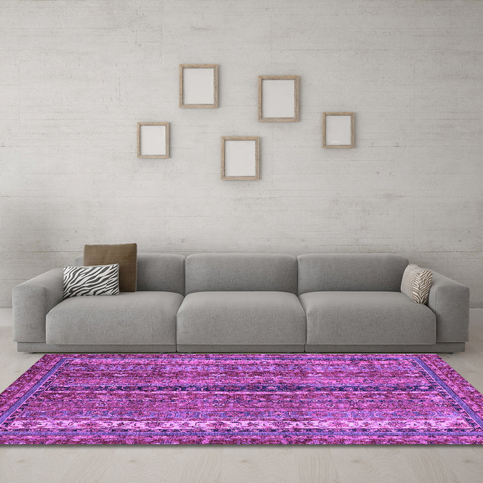 Machine Washable Oriental Purple Modern Area Rugs in a Living Room, wshabs2409pur