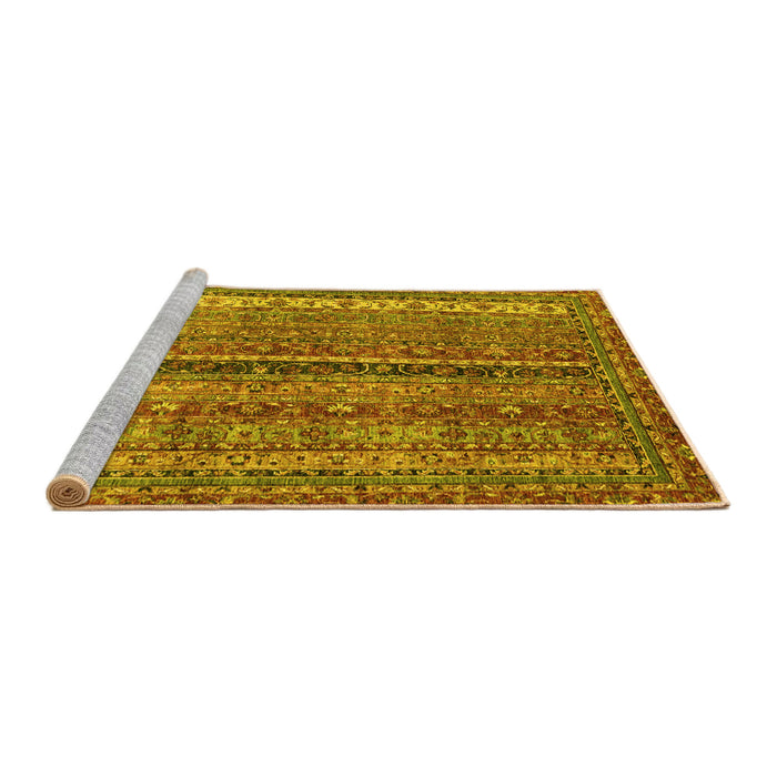 Sideview of Machine Washable Oriental Yellow Modern Rug, wshabs2409yw