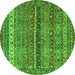 Round Oriental Green Modern Rug, abs2409grn