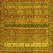 Square Machine Washable Oriental Yellow Modern Rug, wshabs2409yw