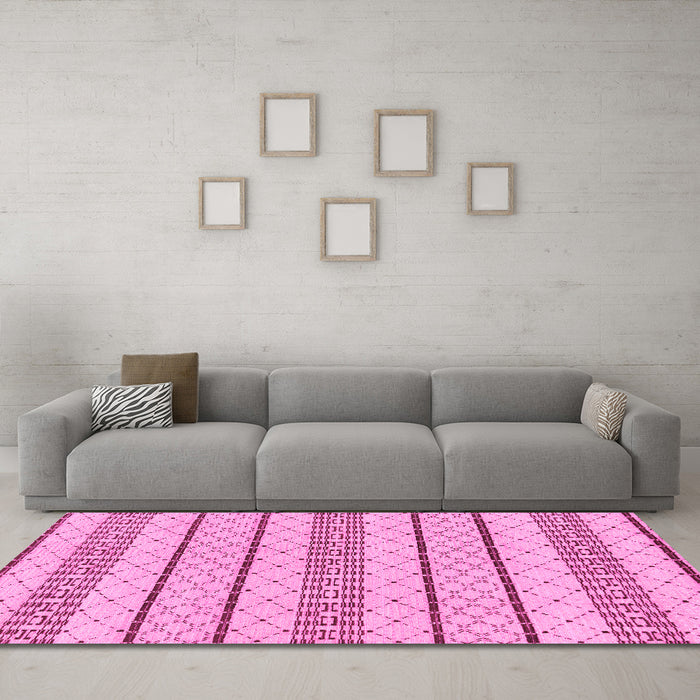 Machine Washable Solid Pink Modern Rug in a Living Room, wshabs240pnk