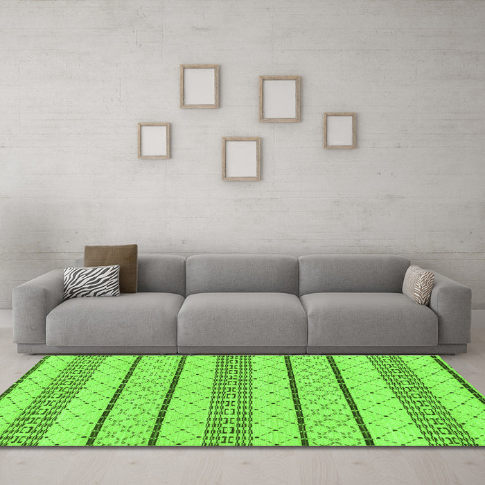Machine Washable Solid Green Modern Area Rugs in a Living Room,, wshabs240grn