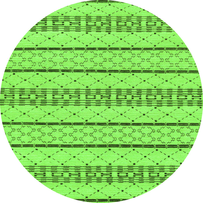 Round Machine Washable Solid Green Modern Area Rugs, wshabs240grn