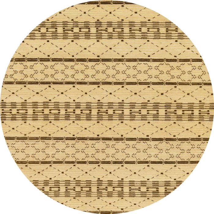 Round Abstract Cinnamon Brown Solid Rug, abs240