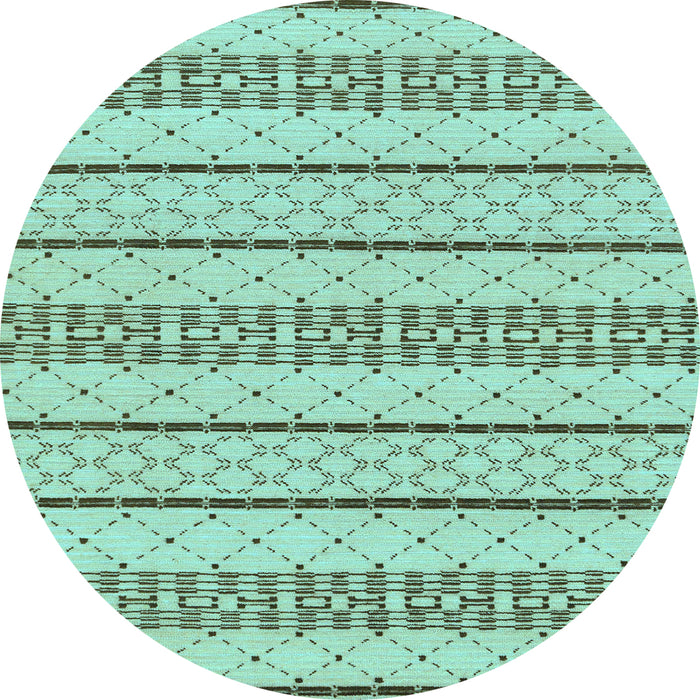 Round Machine Washable Solid Light Blue Modern Rug, wshabs240lblu