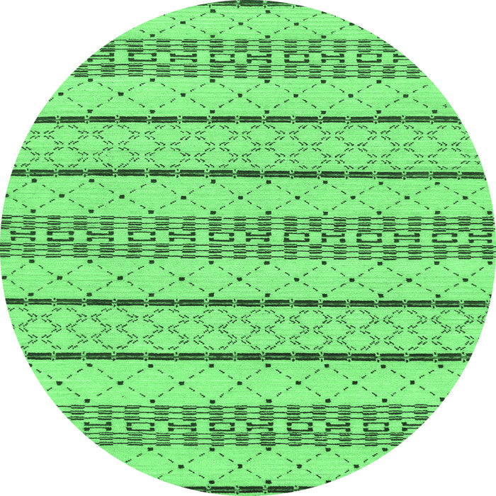 Round Machine Washable Solid Emerald Green Modern Area Rugs, wshabs240emgrn