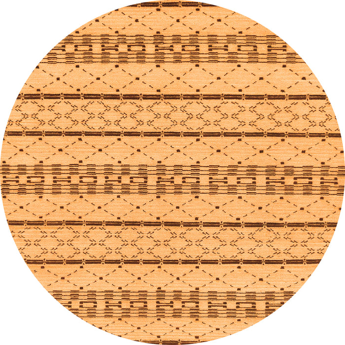 Round Machine Washable Solid Orange Modern Area Rugs, wshabs240org