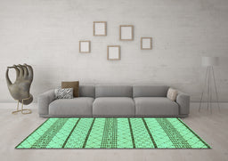 Machine Washable Solid Turquoise Modern Area Rugs in a Living Room,, wshabs240turq