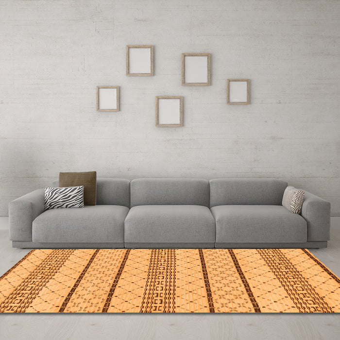 Machine Washable Solid Orange Modern Area Rugs in a Living Room, wshabs240org