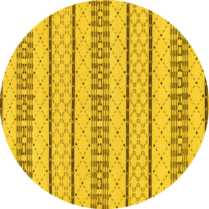 Round Machine Washable Solid Yellow Modern Rug, wshabs240yw