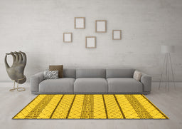 Machine Washable Solid Yellow Modern Rug in a Living Room, wshabs240yw