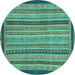 Round Oriental Turquoise Modern Rug, abs2410turq