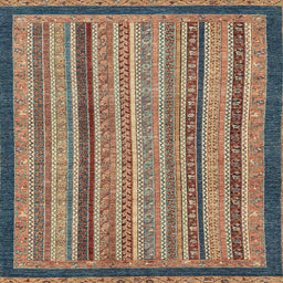 Square Abstract Camel Brown Oriental Rug, abs2410