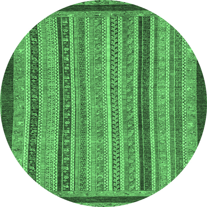 Round Machine Washable Oriental Emerald Green Modern Area Rugs, wshabs2410emgrn