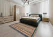 Abstract Camel Brown Oriental Rug in a Bedroom, abs2410