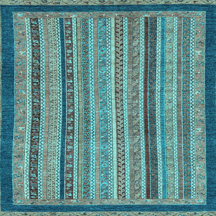 Square Machine Washable Oriental Light Blue Modern Rug, wshabs2410lblu